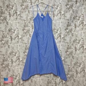 Joie Hepzibah Pinstripe Asymmetric Wrap Dress in French Chambray